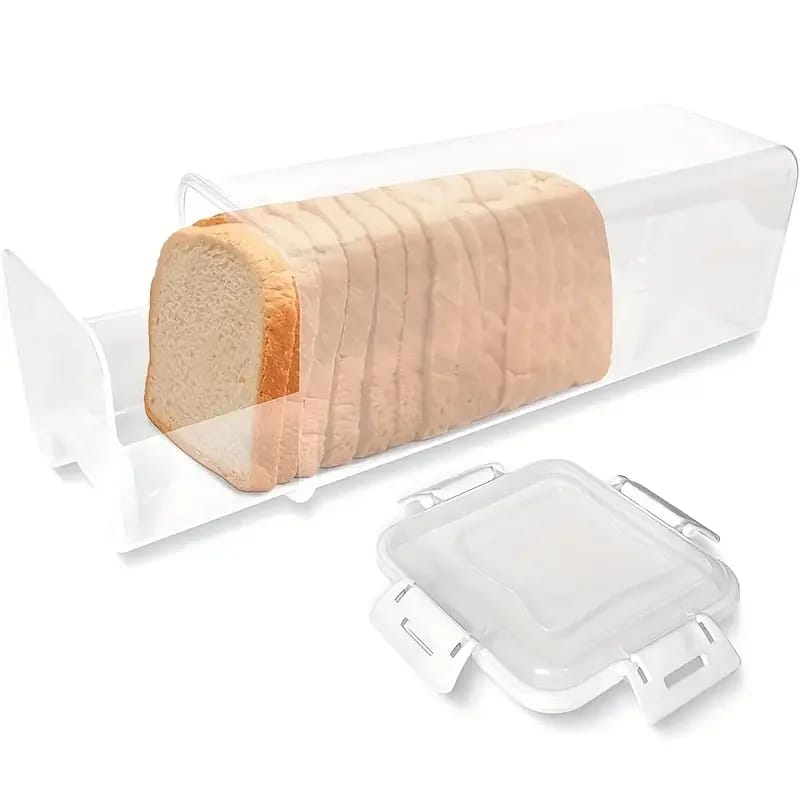 Panera Contenedor Transparente Hermético con Tapa para Pan Casero. Caja para Pan de Sándwich. Conservador Alto de Pan para Cocina.